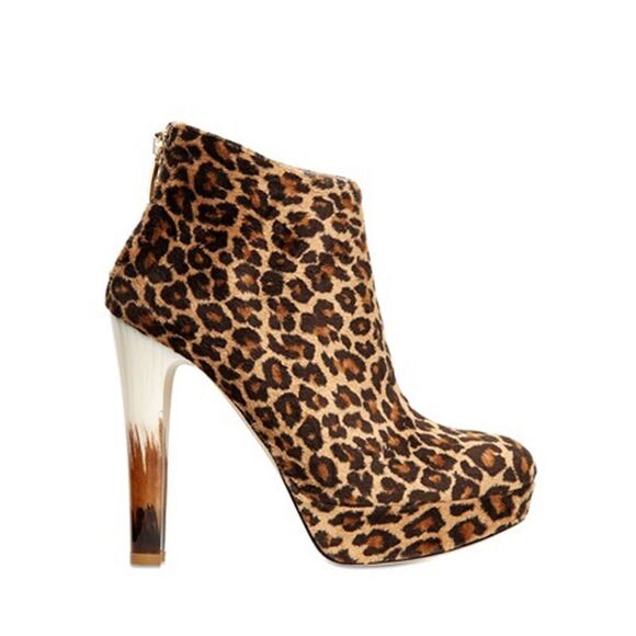 CHIARA FERRAGNI 130MM LEOPARD PRINTED ANKLE BOOTS 10 - Picture 1 of 9